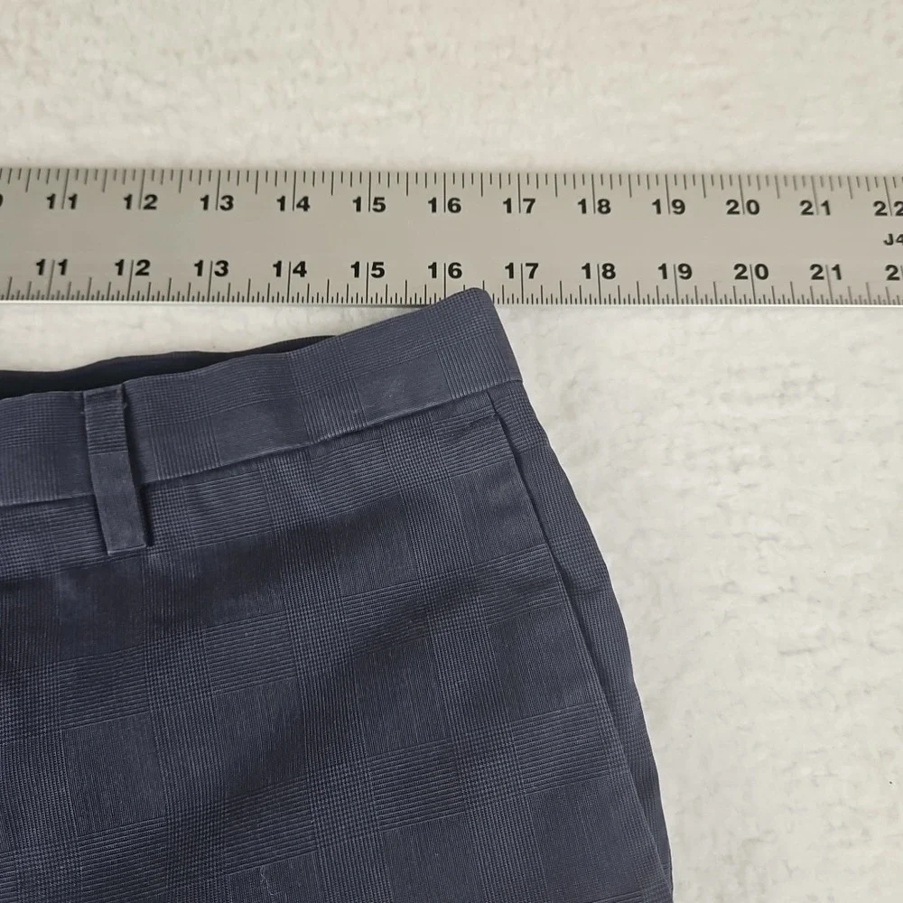 Banana Republic Non-Iron Slim Fit Pants Navy Cotton Trousers 33x32 Check Wrinkle